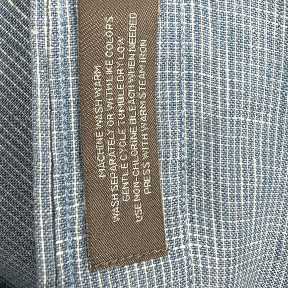 Daniel Cremieux Blue Button Down Long Sleeves Pocket Dress Shirt Linen Large - Picture 4 of 6